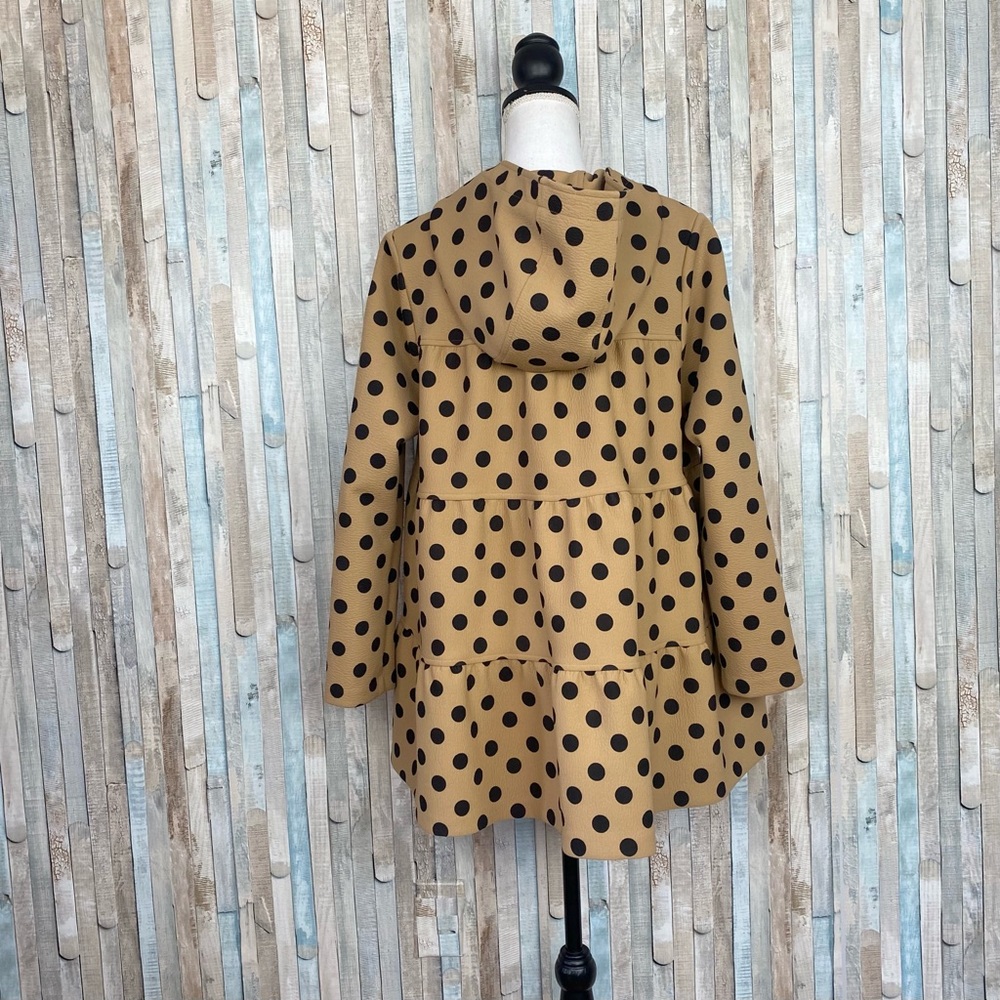 Eva Franco S Anthropologie Maybelle Polka Dot Tiered Coat Jacket Hooded Zip Up - Picture 7 of 13